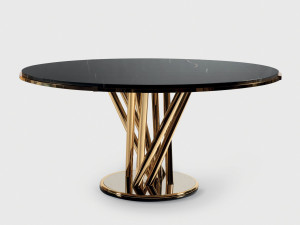 Круглый стол из мрамора и латуни