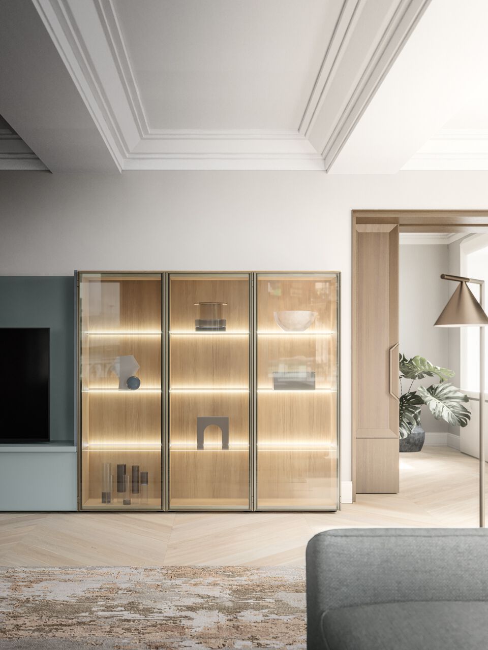 Оборудованная деревянная секционная стена с подставкой для телевизора Santalucia Mobili AKKA ARCH-00062622 - Вид №4