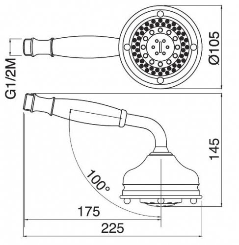 Ручной душ MIGLIORE Ricambi ML.RIC-33.110.DO - золото  - Вид №1