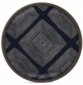 Ethnicraft Круглый поднос из дерева и стекла Linear flow 20922