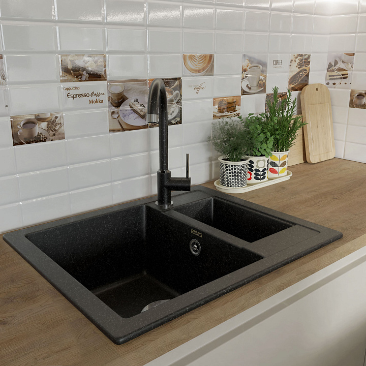 Кухонная мойка Искусственный камень QUADRO S228 GranFest Q-610K-S228 - Вид №1