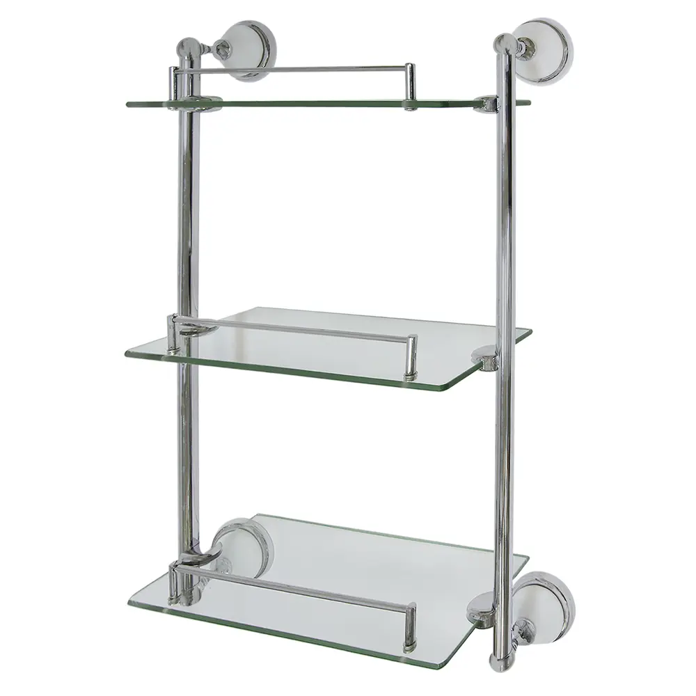 Полка для ванной Brissen Aster трёхъярусная прямая цвет хром белый B2207-3 STLM-2020156