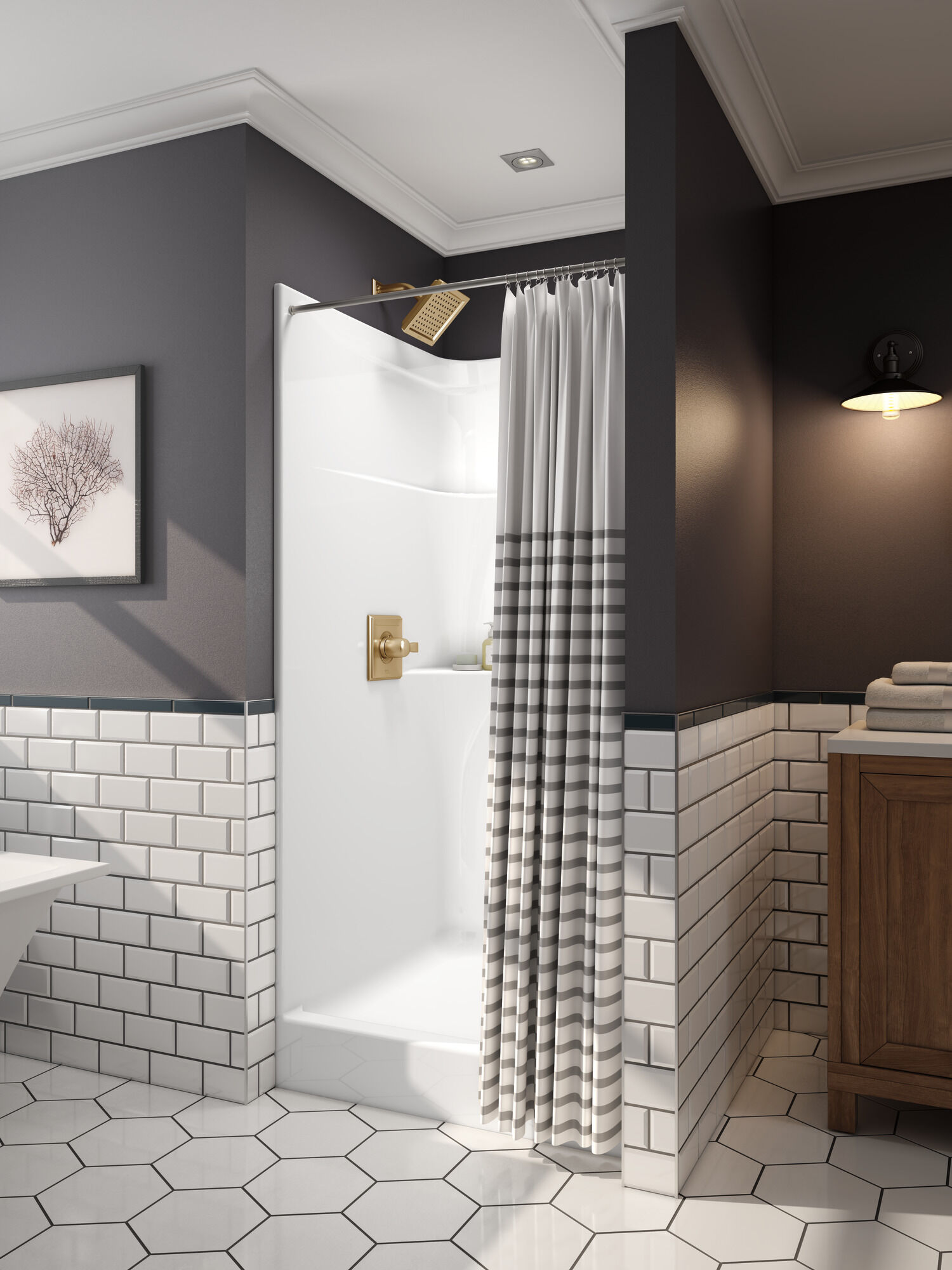 Цельный душ 36 x 37 дюймов Delta Faucet 213637AC00 - Вид №4