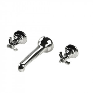 TCBW1920403W 1920 настенный смеситель с крестообразным шлицем и тремя отверстиями (стандартный излив) Thomas Crapper