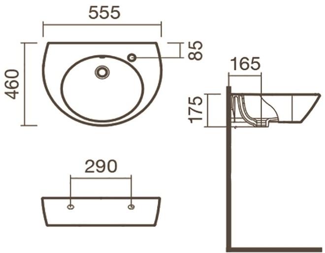Раковина подвесная 55 Sanitana POP S10013835900000 - Вид №1