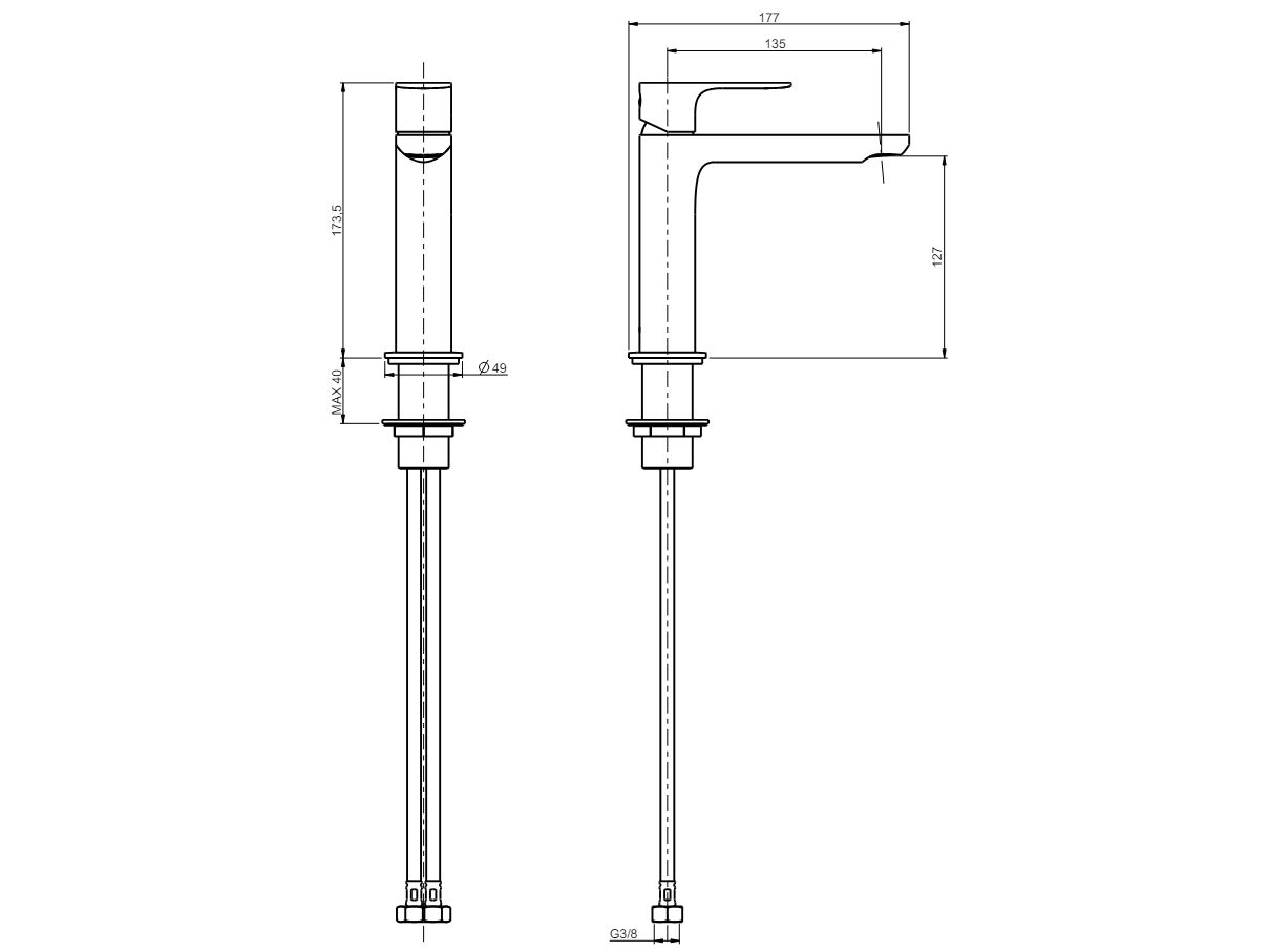 Однорычажный смеситель для раковины без слива Rubinetterie Frattini Lea ARCH-00097358 - Вид №10