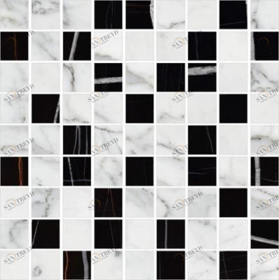 Мозаика K-1000(1004)/LR(CR)/m22 MARBLE TREND CARRARA (NERO DORATO) 30х30 Kerranova sun-id-328964