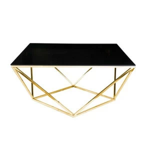 Журнальный столик стеклянный черный с золотыми ножками 100 см Geometry UNICO  248884 Черный
