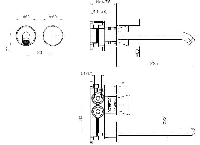 Однорычажный смеситель для раковины из нержавеющей стали Zucchetti Sablier ARCH-00009805 - Вид №2