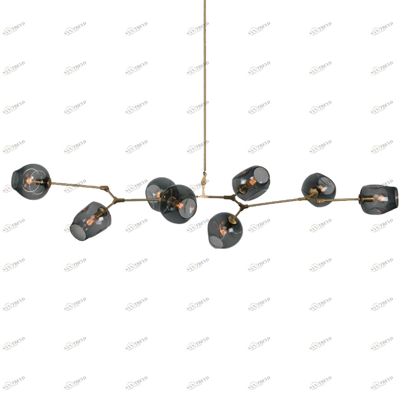 Светильник подвесной на 8 ламп 42х168 см дымчатый Bubble KG0579P-8 brass DELIGHT COLLECTION ДИЗАЙНЕРСКИЕ 00-3883063 Прозрачный;серый 