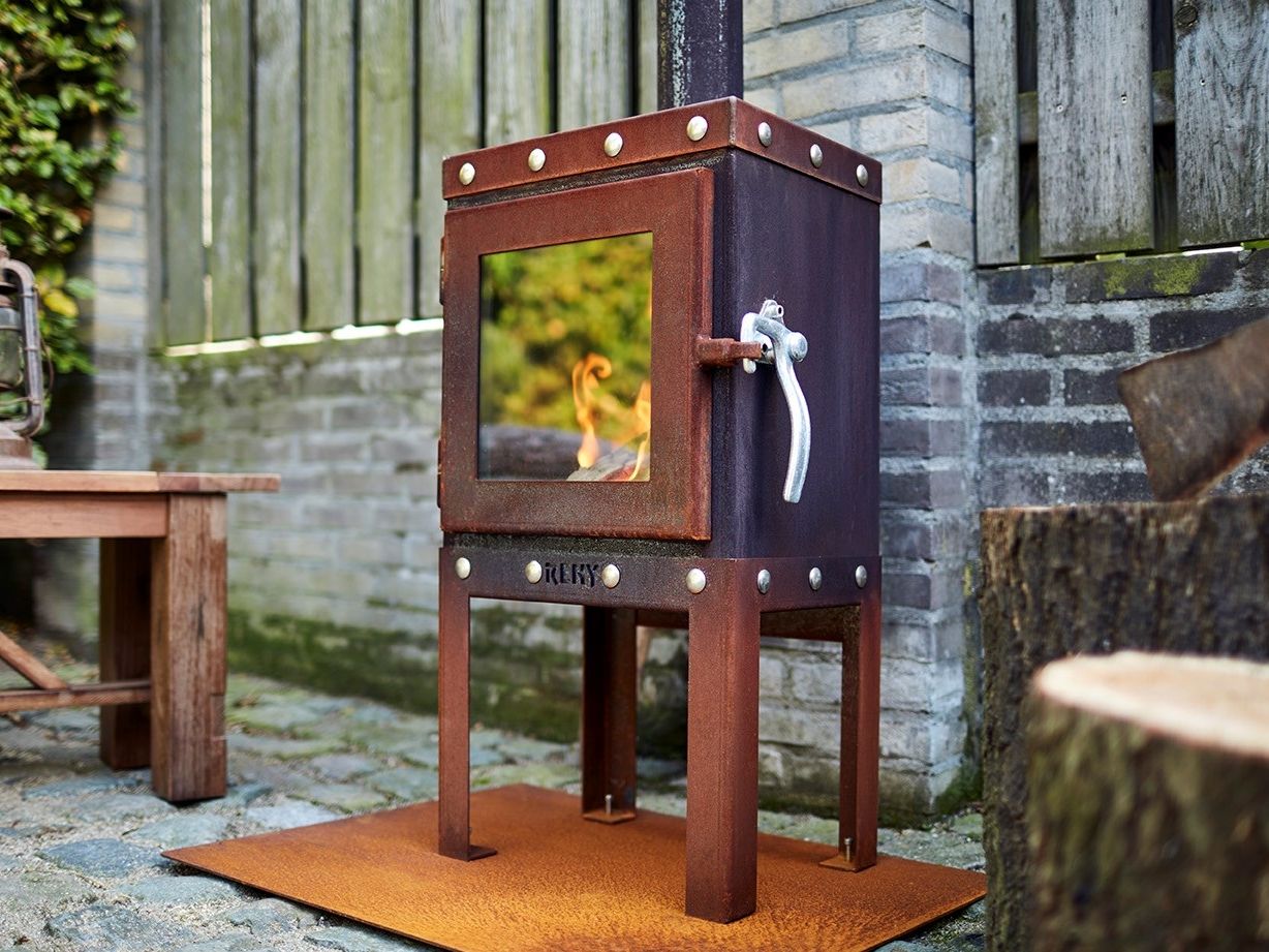 Автономный закрытый камин из стали Corten™ RB73 PIQUIA ARCH-00140839