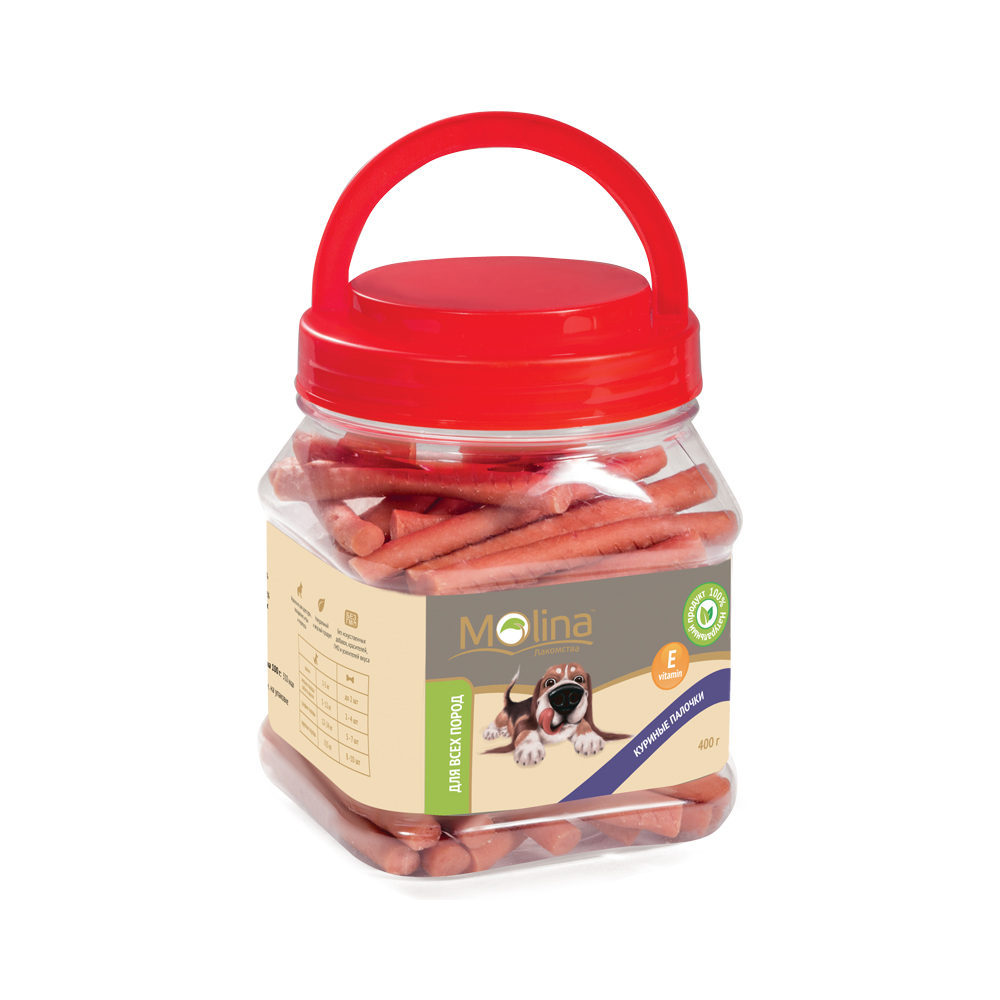 ПР0058745 Лакомство для собак Куриные палочки 400г Molina 