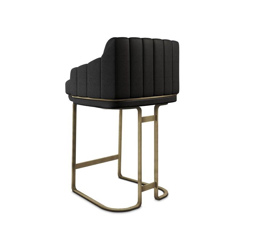 Porustudio Высокий стул из кожи с латунным основанием sun-id-1458219 - Вид №2