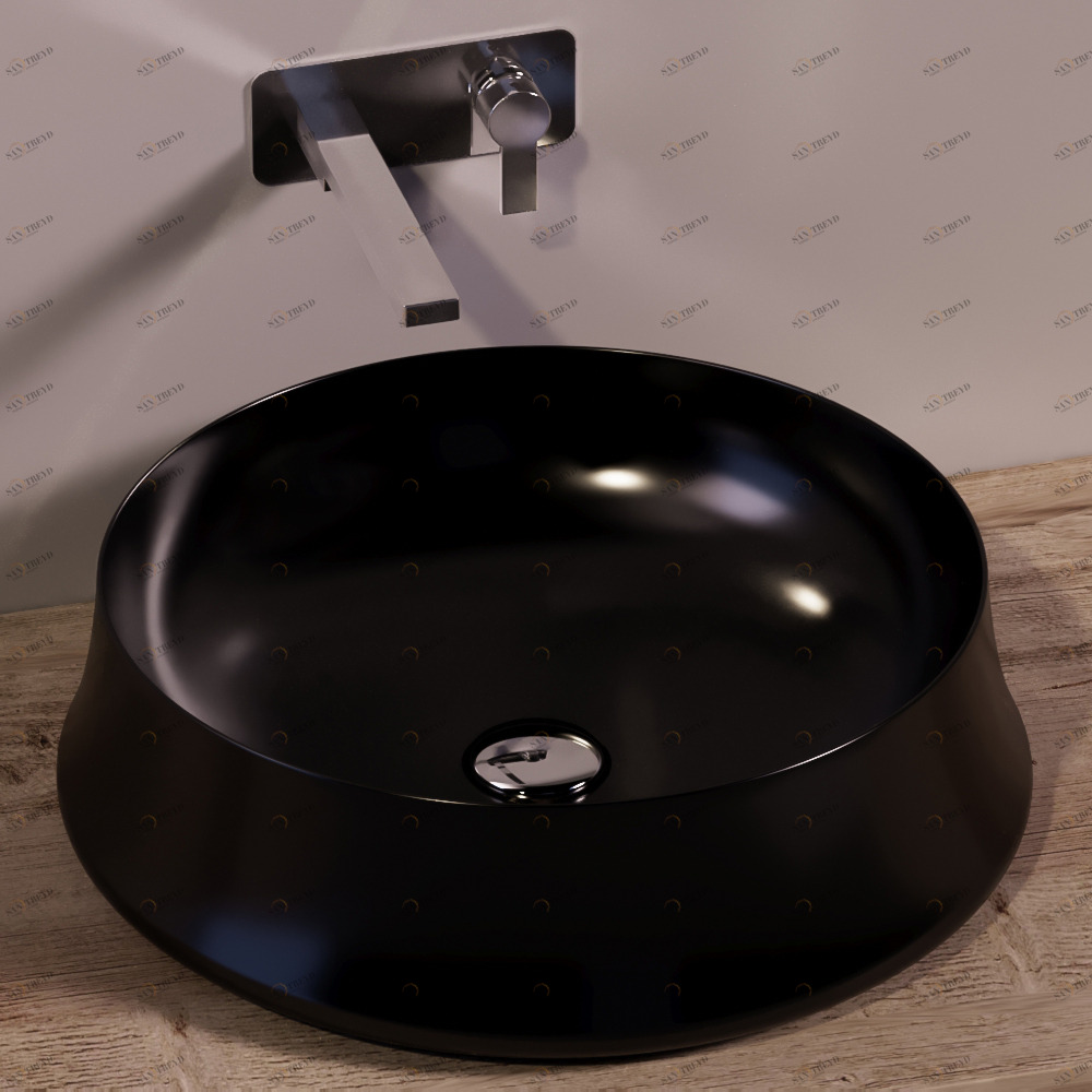 SH01NERO Накладная раковина на столешницу  круглая Simas Sharp