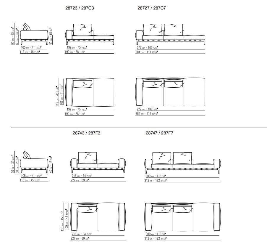 Ткань диван Flexform Грегори ARCH-00070325 - Вид №17