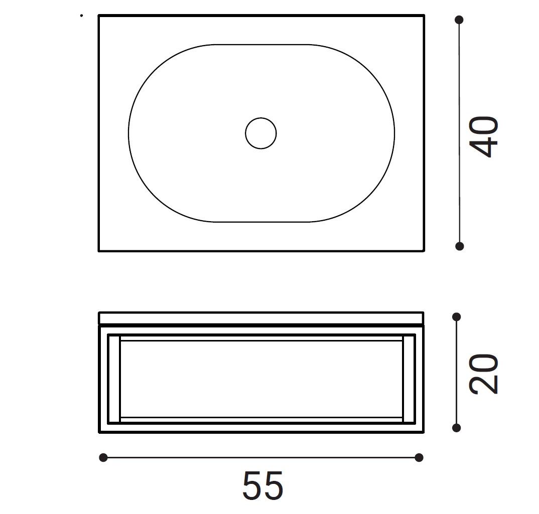 Одинарный прямоугольный подвесной умывальник из Livingtec® Ex.T рамка ARCH-00060296 - Вид №3