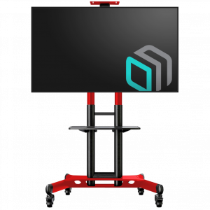 TS1551 RED Мобильная стойка на 1 тв/ 40-70" от 200х200 до 400х600 наклон 0º поворот 0º макс нагр 45,5кг высота 1200-1500мм, кабель-канал, регулировка полки по высоте, колесики с блокировкой, красная ONKRON