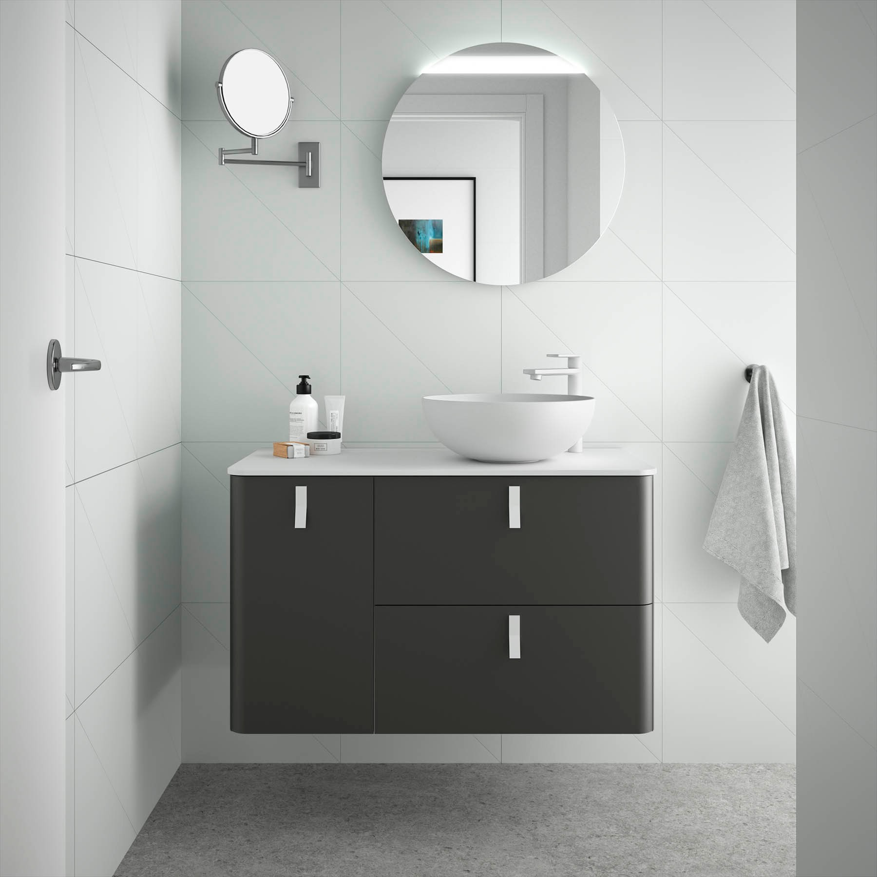 24647 SALGAR Мебель для умывальника UNIIQ 900 левая MATT ANTHRACITE 897 x 540 x 450 мм Матовый антрацит 