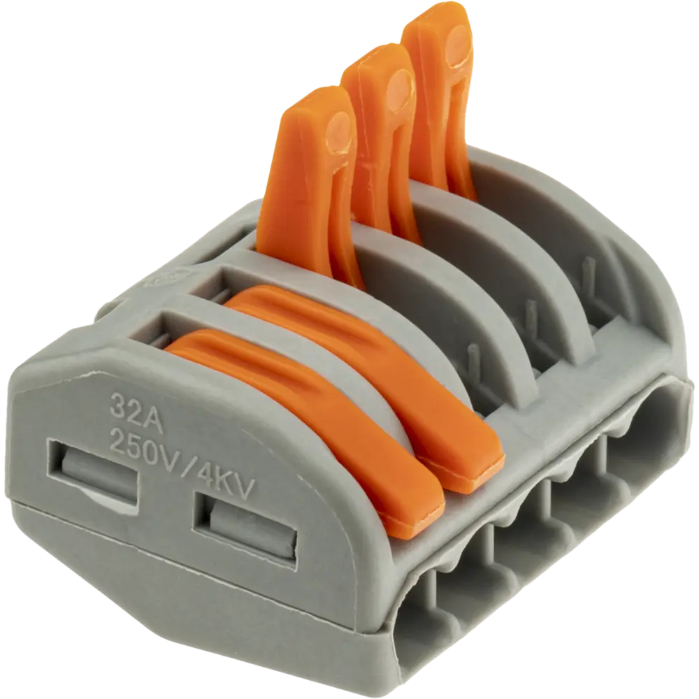 84509771 Клеммы соединительные монтажные с рычажком Duwi СМК 222-415 5-проводные 4мм² серые 5шт 26611 2 STLM-1101874  - Вид №5