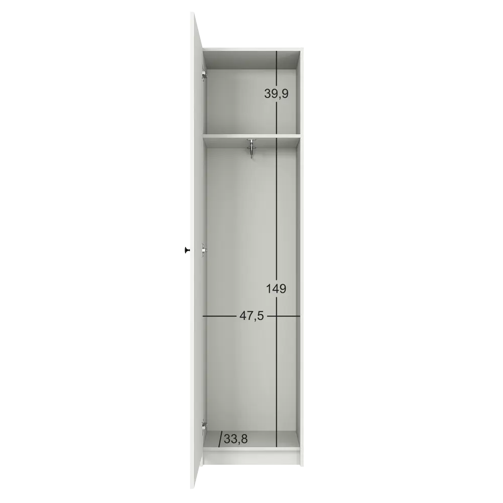 Шкаф распашной Турин с 1 дверью 50x200.9x37.2 см ЛДСП цвет белый Santreyd STLM-2130408 - Вид №7