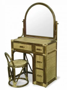 Туалетный столик с зеркалом и табуретом олива Calamus Rotan VINOTTI  00-3885329 Зеленый