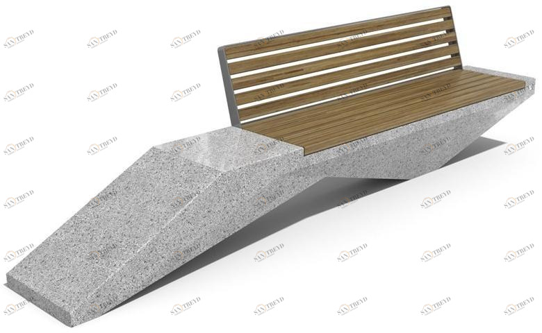 ENCHO ENCHEV - ETE Скамейка из бетона и дерева со спинкой  246 