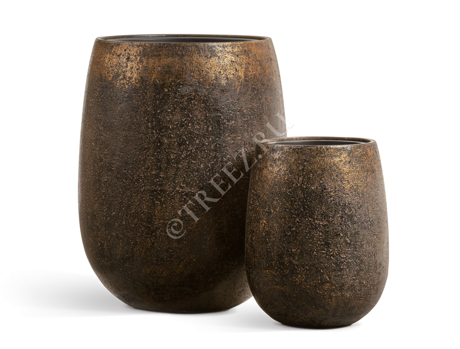 41.3321-04-073-RM-60 Кашпо  Effectory - серия Metal - Округлая чаша - Rough с золотой патиной Цветочная коллекция 