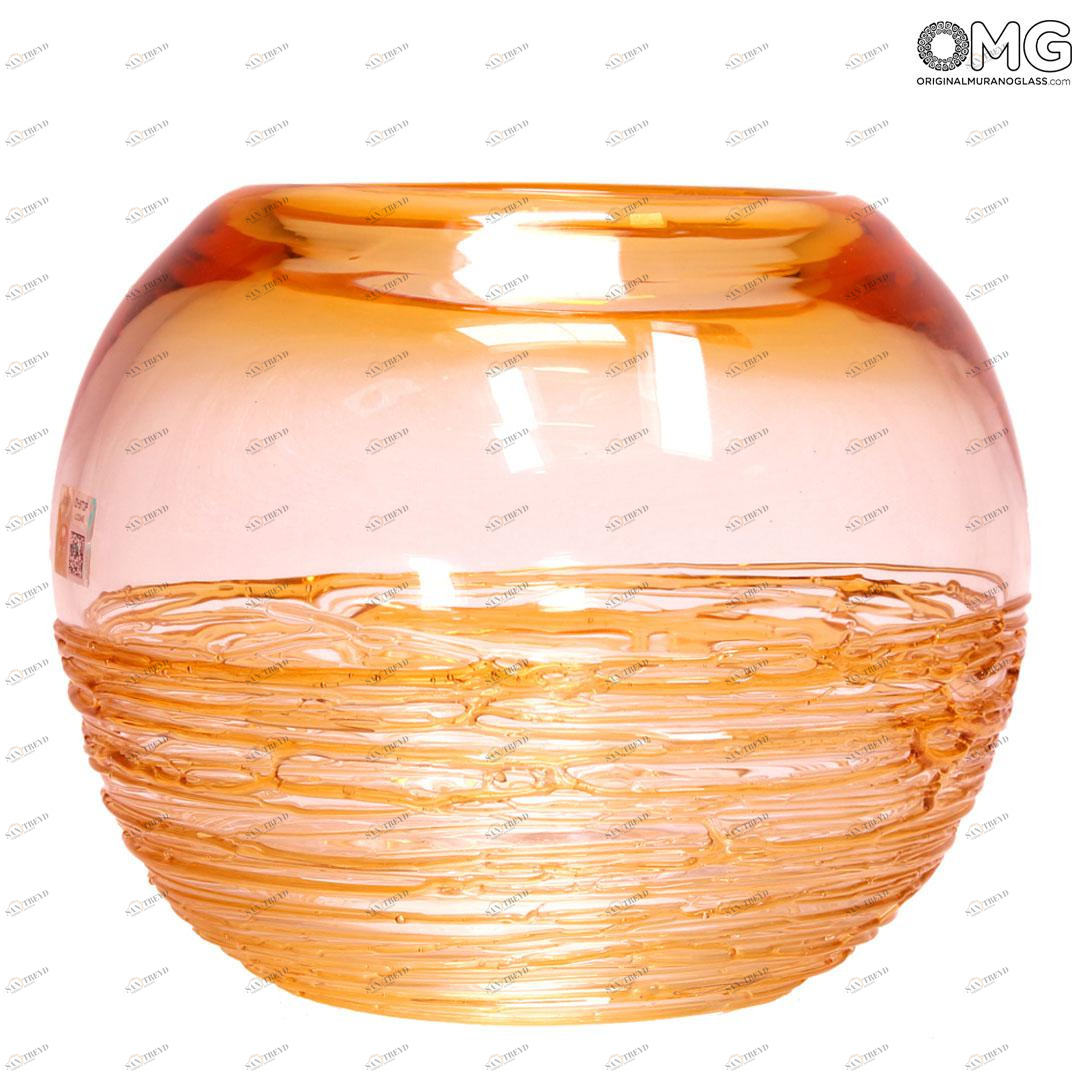 4569 ORIGINALMURANOGLASS Ваза-чаша Филанте Янтарь - муранское стекло OMG 30 см 