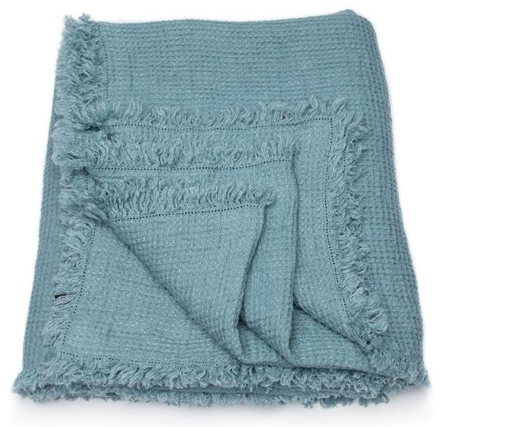 LinenMe Однотонный льняной плед ручной работы Washed waffle big 0603101  - Вид №3