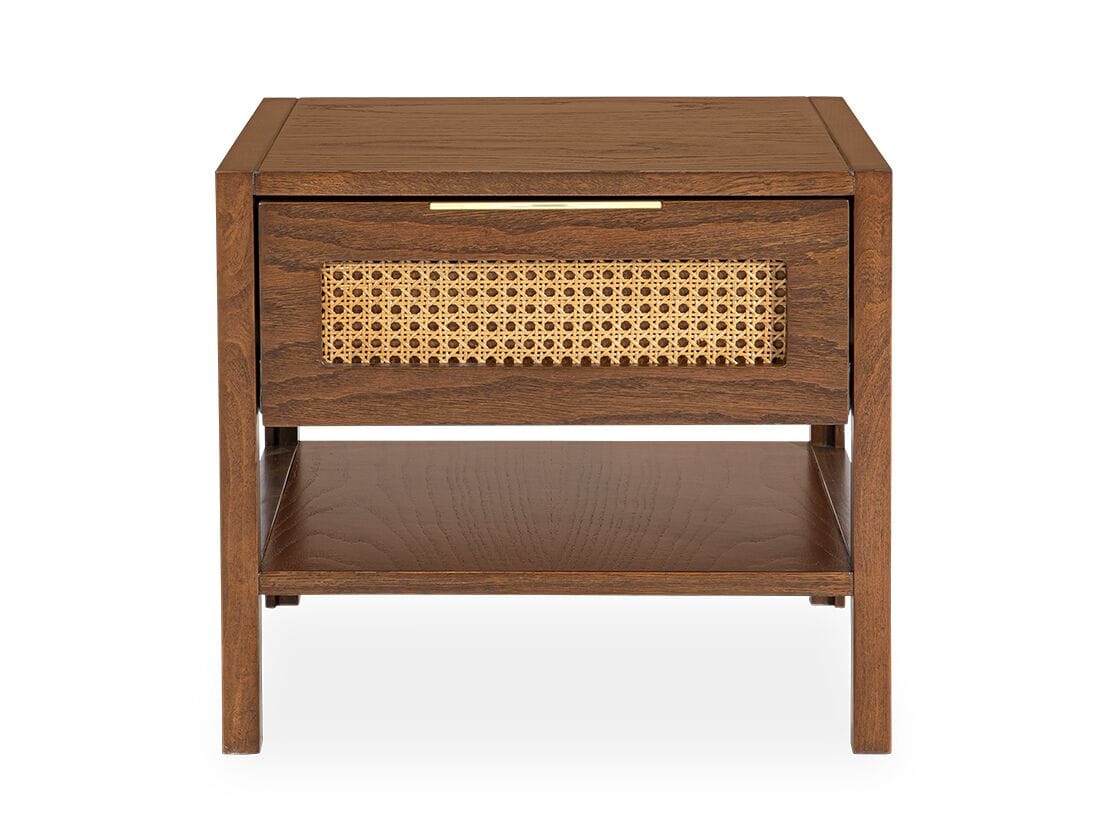 Деревянная прямоугольная прикроватная тумбочка с ящиком NDESIGN глина ARCH-00147607