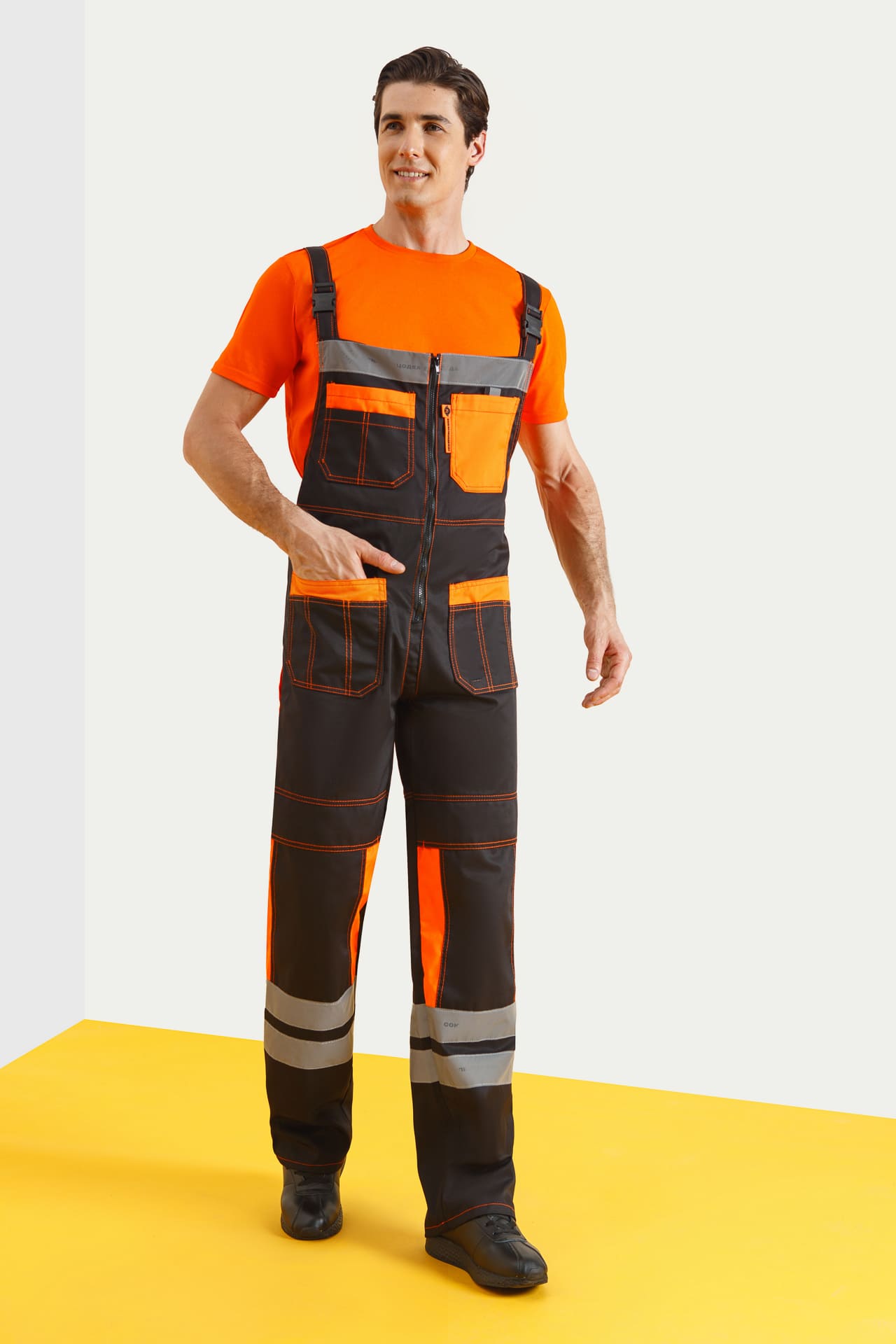 61843 Костюм "Профессионал-2" с СВП черно-оранжевый  Летняя спецодежда  размер 52-54/170-176  - Вид №16