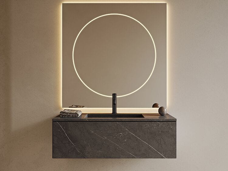 Мраморный подвесной умывальник со встроенной раковиной Inbani слой ARCH-00130412 - Вид №11