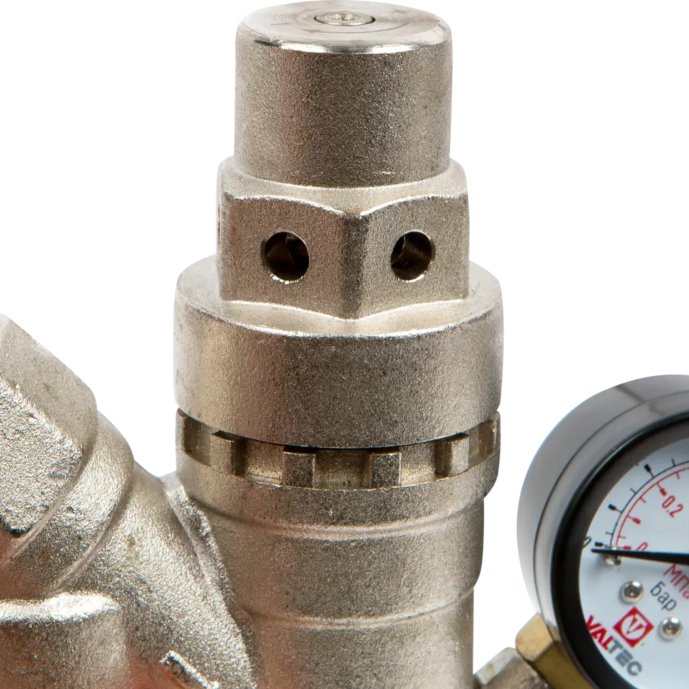 Редуктор давления Valtec с манометром 3/4", никелированная латунь VT.082.N.05 STLM-2201027 - Вид №2