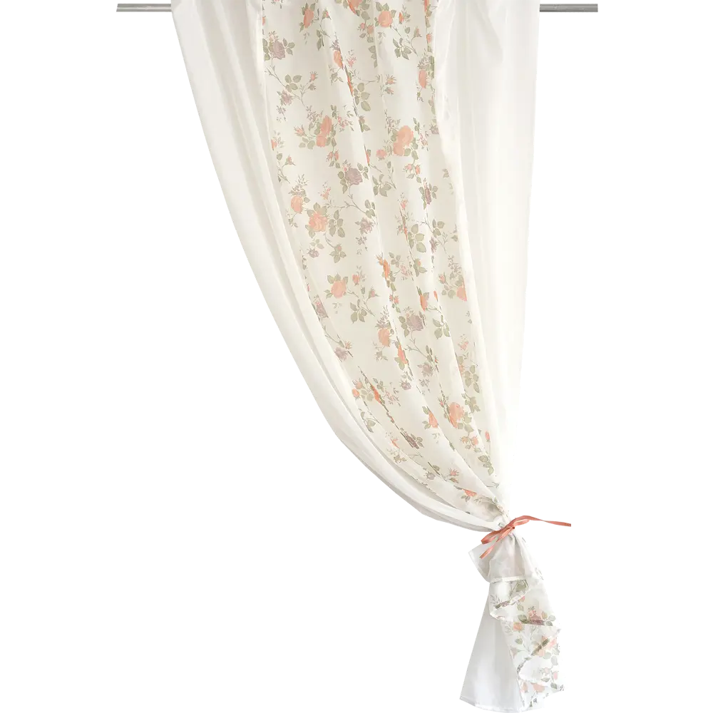 Тюль на ленте для кухни «Комби» 140x160 см цвет персиковый/молочный WITERRA STLM-2009718