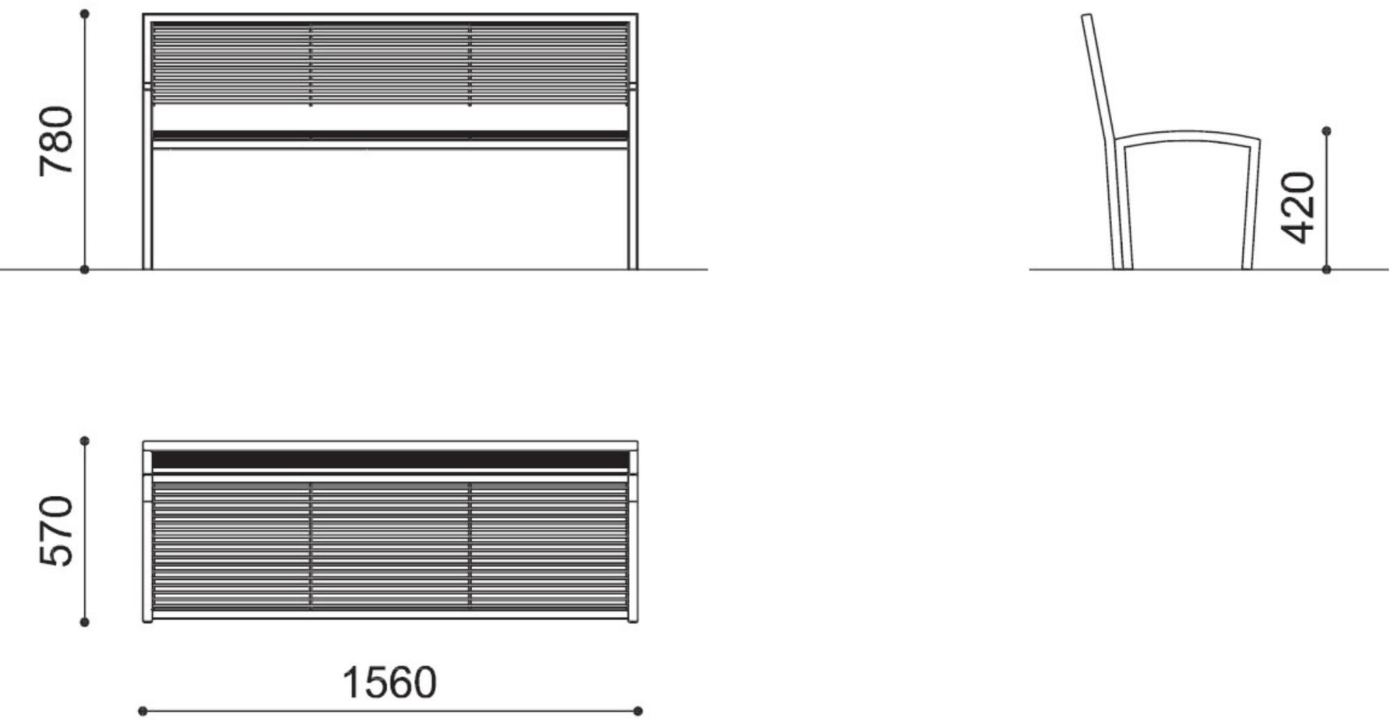 City Design Деревянная скамейка со спинкой Camilla Camilla - sw - Вид №1