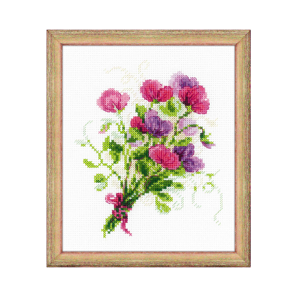 1606 Набор для вышивания Букетик с душистым горошком 18 х 15 см RIOLIS Сотвори Сама 