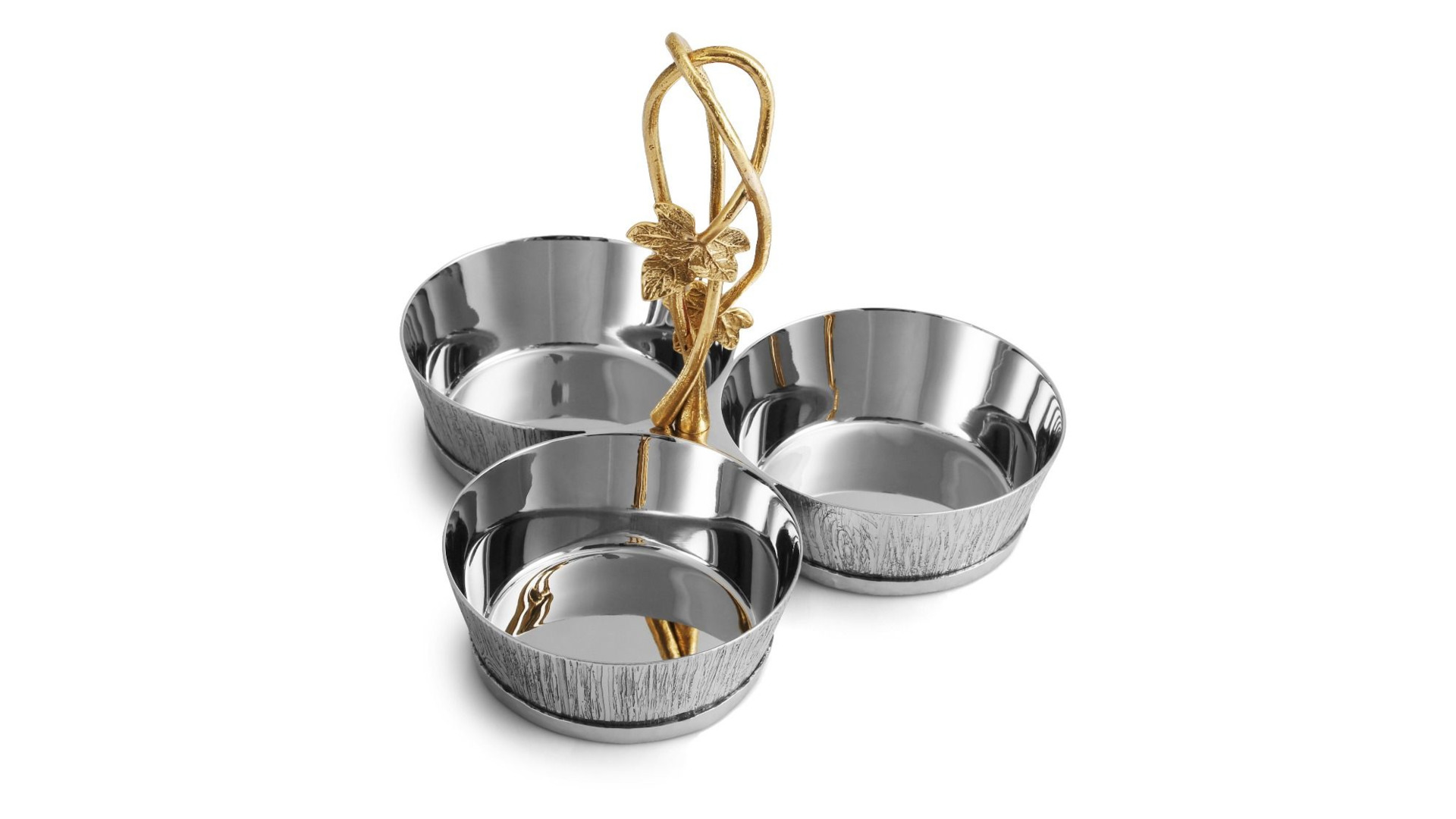 10645158 Michael Aram Менажница трехсекционная Michael Aram Плющ и дуб 16,5см Сталь нержавеющая  - Вид №1