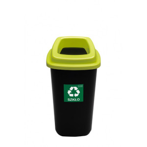 705-02 PLAFOR Бак для раздельного сбора мусора зеленая крышка с отверстием 90 л. Черный с зеленой яркой крышкой