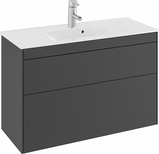 47374 IFO Sense напольная тумба для тонкой раковины с двумя ящиками, компактная, Ш = 600 мм, Ш1 = 615 мм, шпон черного дуба - Вид №9