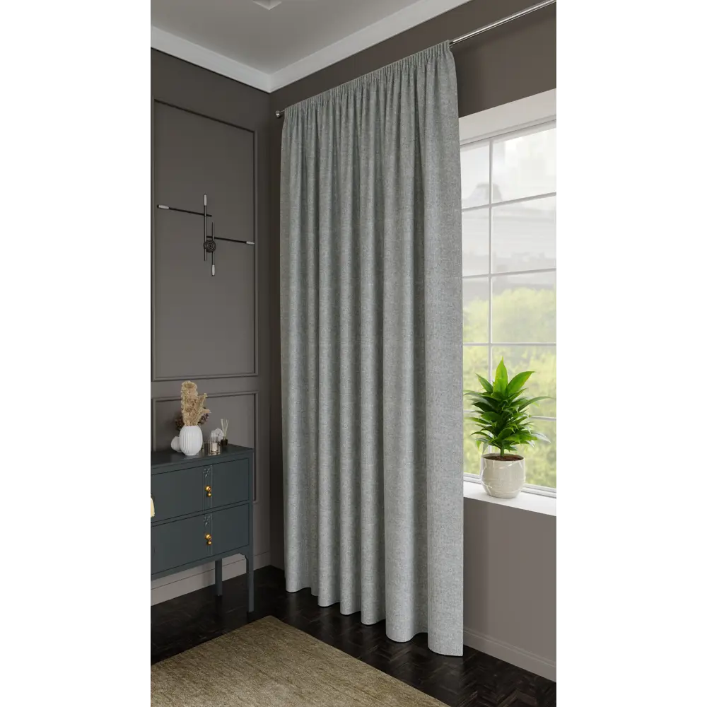 MIAMOZA Штора на ленте «Елочка» 200×280 см в светло-сером цвете 89427072 STLM-1580077