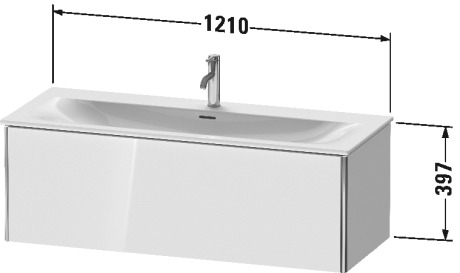 XS422604343 Тумбочка подвесная XSquare #XS4226 1210 x 478 мм Базальт матовый, декор Duravit - Вид №1