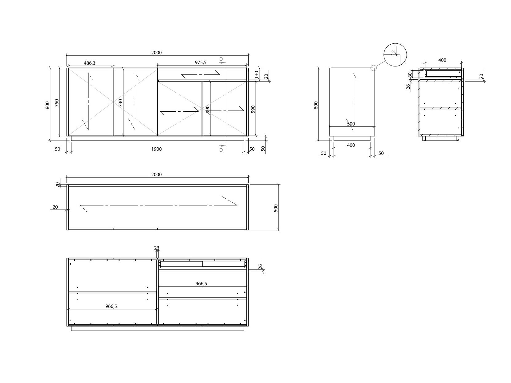 Деревянный шкаф с распашными дверцами и ящиками Laskasas Origin ARCH-00071773 - Вид №5