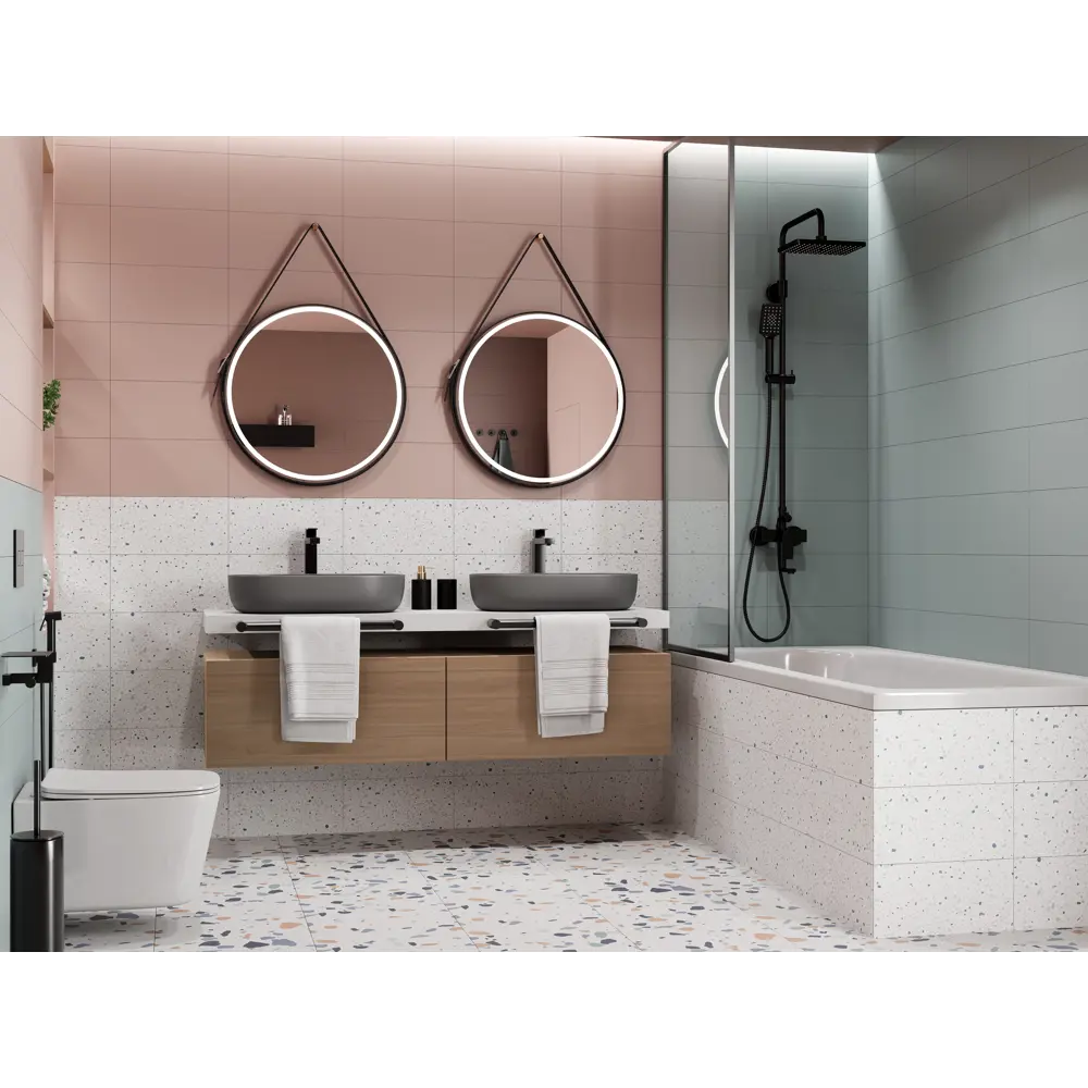 Настенная плитка KREAFORTA Mersey Mono 20x40 см 1.62 м² матовая цвет розовый STLM-2021953 - Вид №11