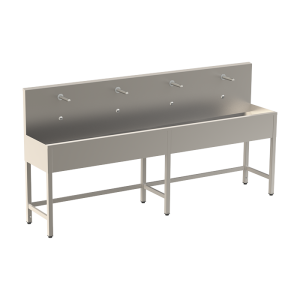 93523 Нержавеющий желоб на ножках с интегрированной электроникой (4 шт.), термостатическим смесителем, длина 2500 мм, 24 В пост. SANELA