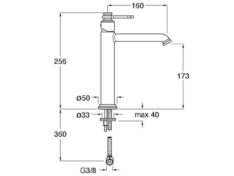 Высокий смеситель для раковины без слива CRISTINA Rubinetterie Маяк ARCH-00125989 - Вид №2