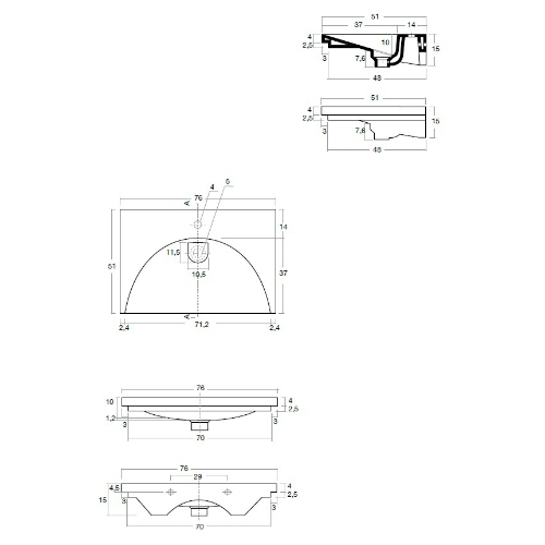 41818 Накладная раковина под столешницу  овальная Santreyd  - Вид №2