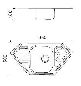 HB5095 Кухонная мойка , полированная сталь Haiba  - Вид №2