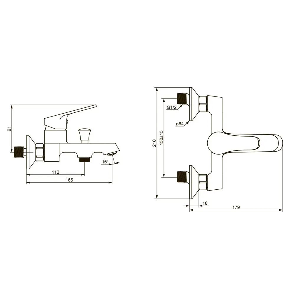 Смеситель Damixa Alder для ванны с хромированным покрытием 89345735 STLM-0987676 - Вид №4
