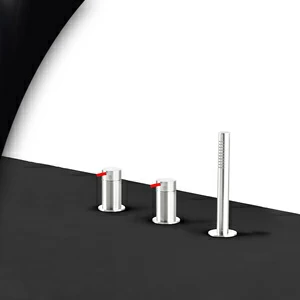 Смеситель для ванны глянцевая сталь с красной ручкой Toki Radomonte TKI14LCIL25