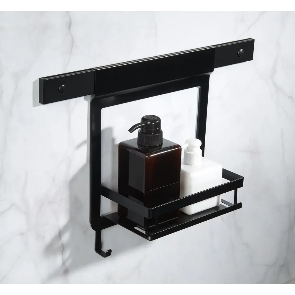 Полка для рейлинга подвесная Swensa Lund с 3 крючками цвет чёрный STLM-2100094 - Вид №4